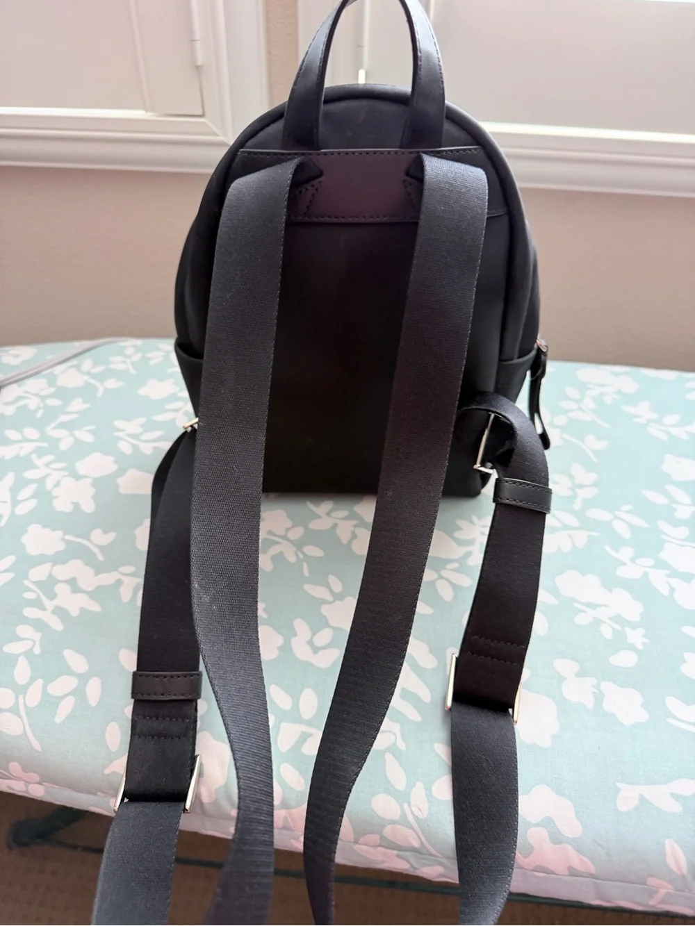 Kate Spade Black Nylon Mini Backpack with Gold Accents